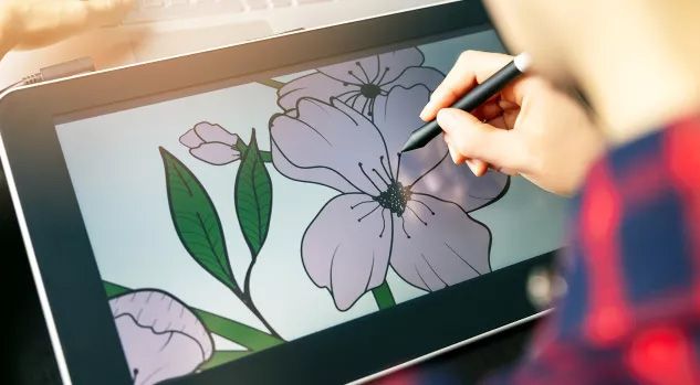drawing flower on adobe and tablet