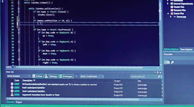 screen with c++ code