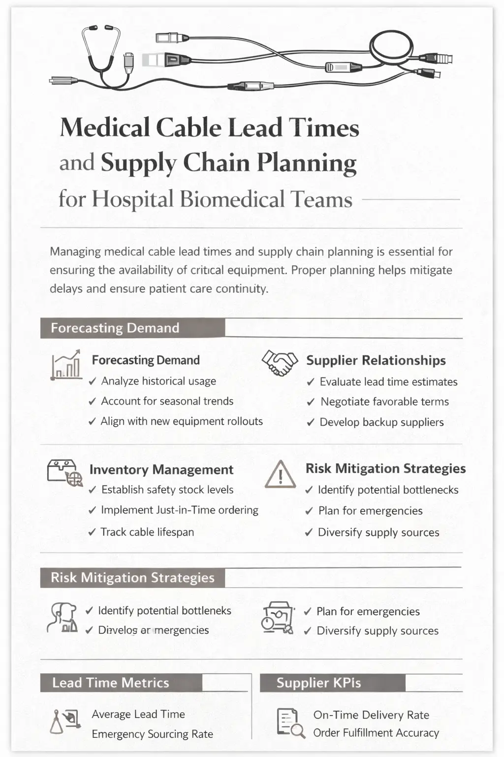 Medical Cable Lead Times and Supply Chain Planning for Hospital Biomedical Teams
