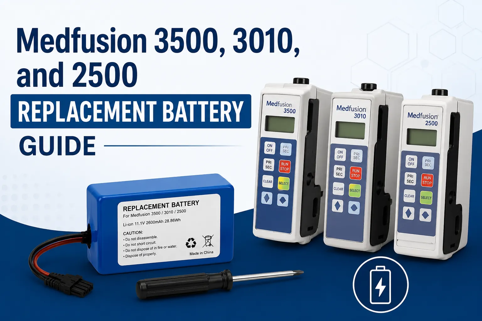 Medfusion 3500, 3010, and 2500 Replacement Battery Guide