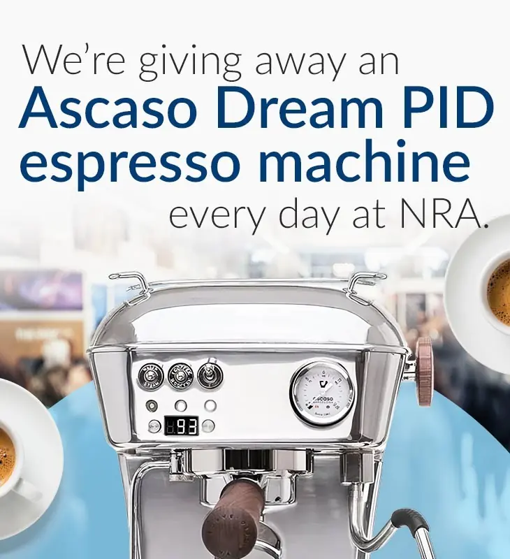 We're giving away an Ascaso Dream PID espresso machine every day at NRA.