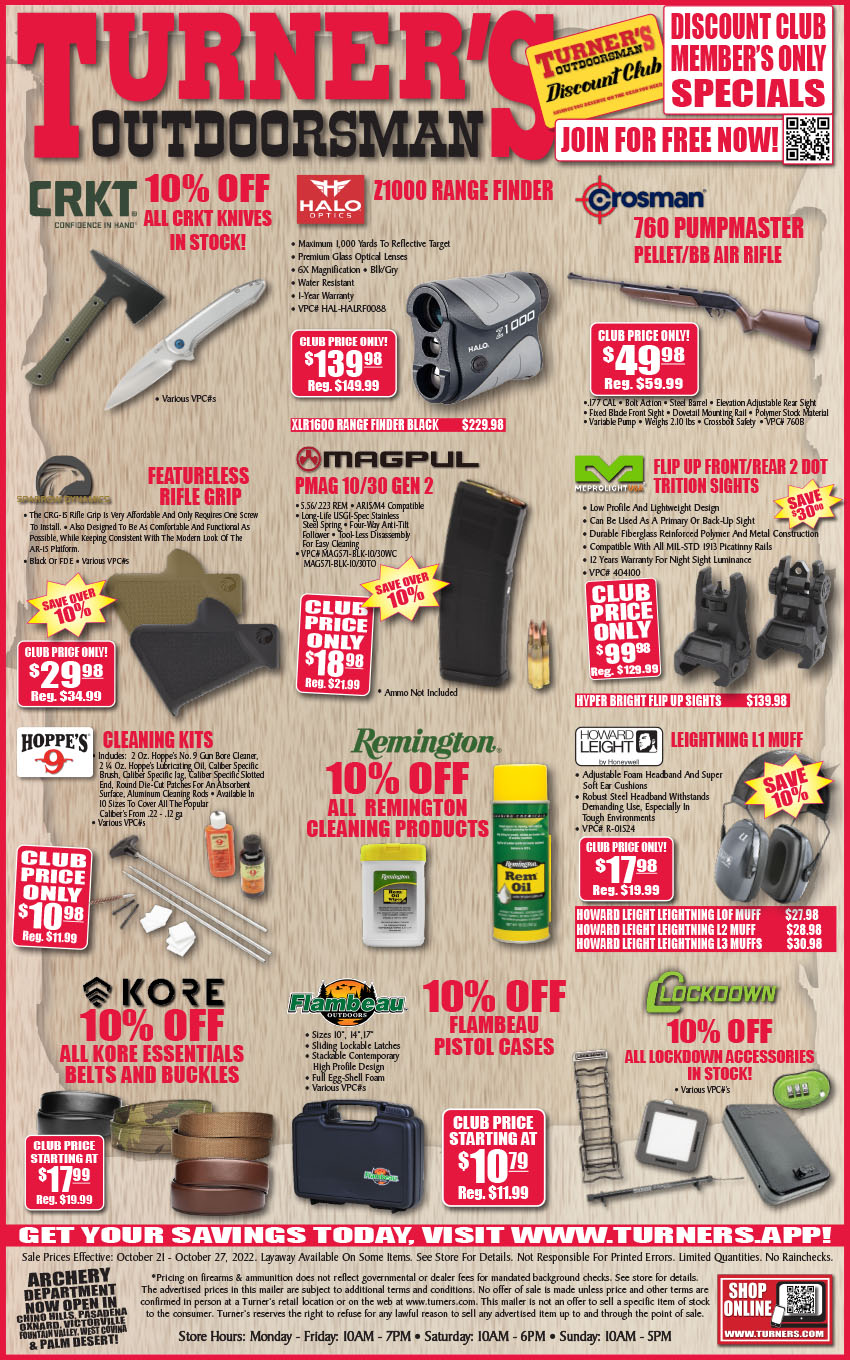 Turner's Discount Club Member Specials for October 21 October 27 2022