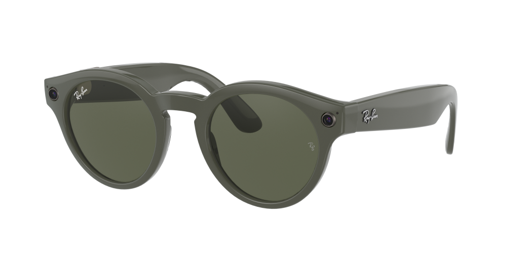 2 ray ban stories round shiny olive g15 green lenses 0rw4003 6563m3