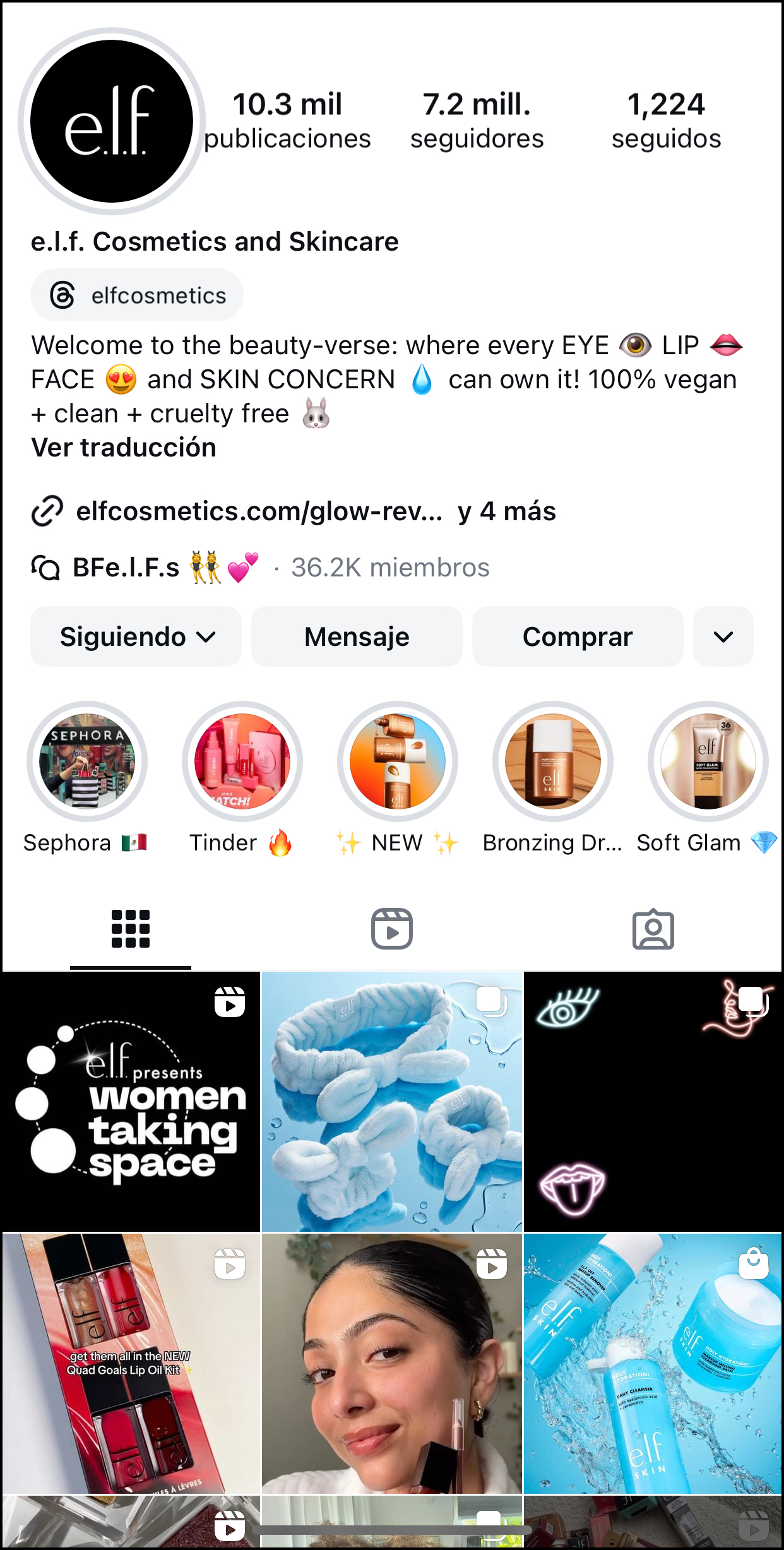 e.l.f. cosmetics llega a México de mano de Sephora. MAPLE ELF COSMETICS IG