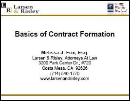 The Masters Weekend™ – Basics of Contract Formation