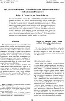 The Financial/Economic Dichotomy in Social Behavioral Dynamics: The Socionomic Perspective
