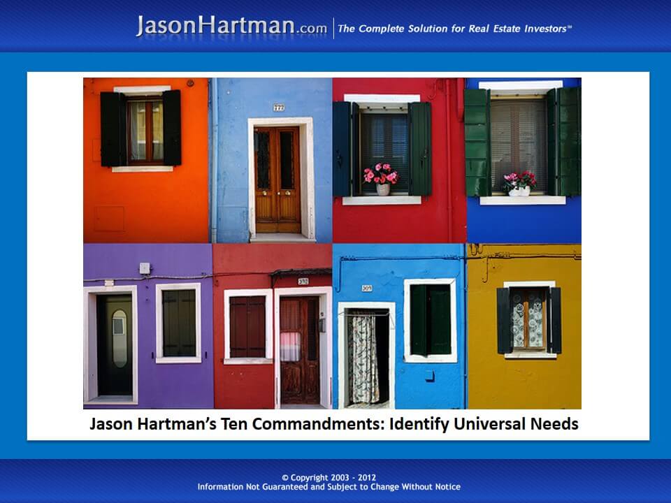 Jason Hartman’s Ten Commandments: Identify Universal Needs