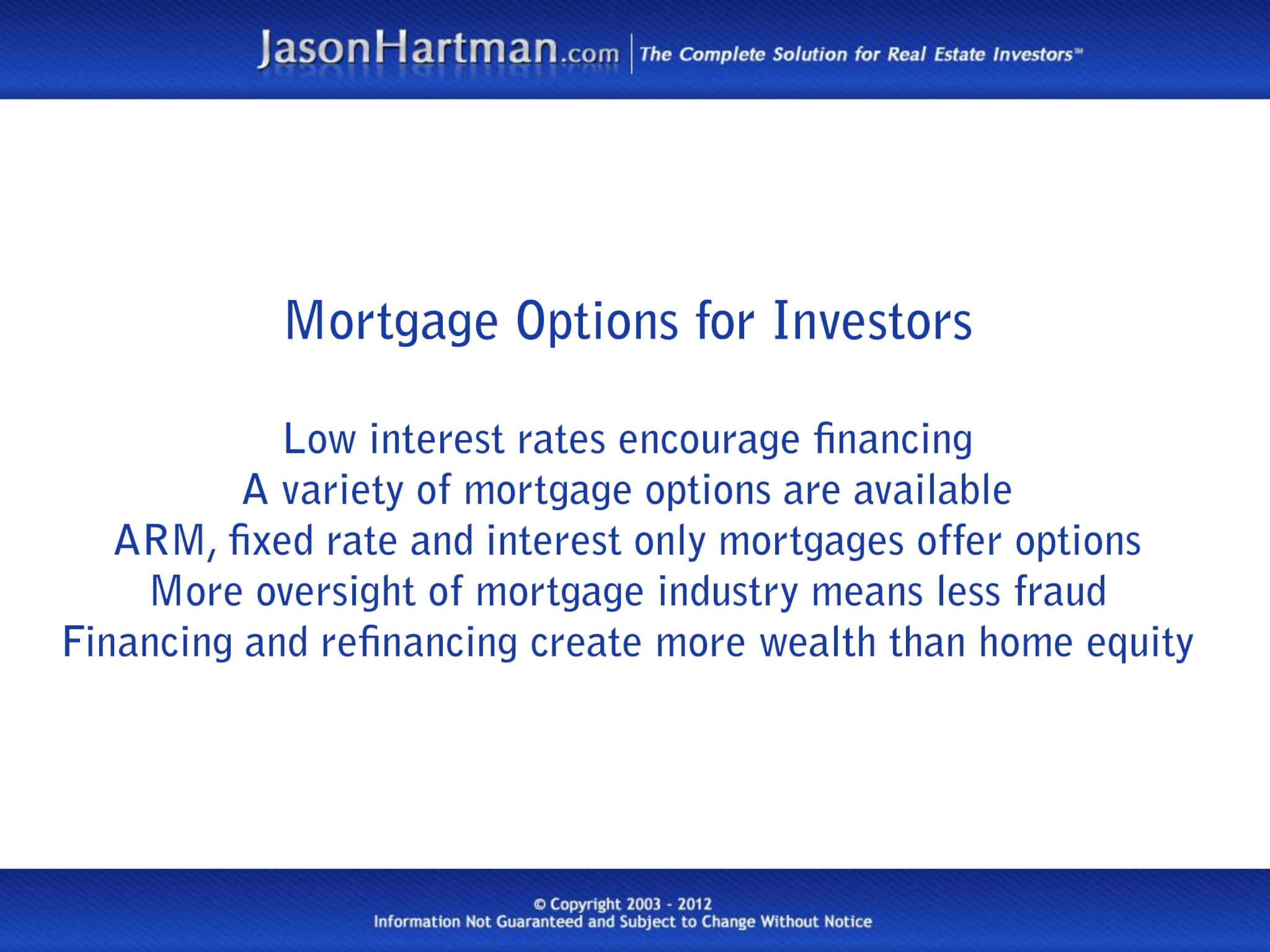 Mortgage Options for Income Property Investors