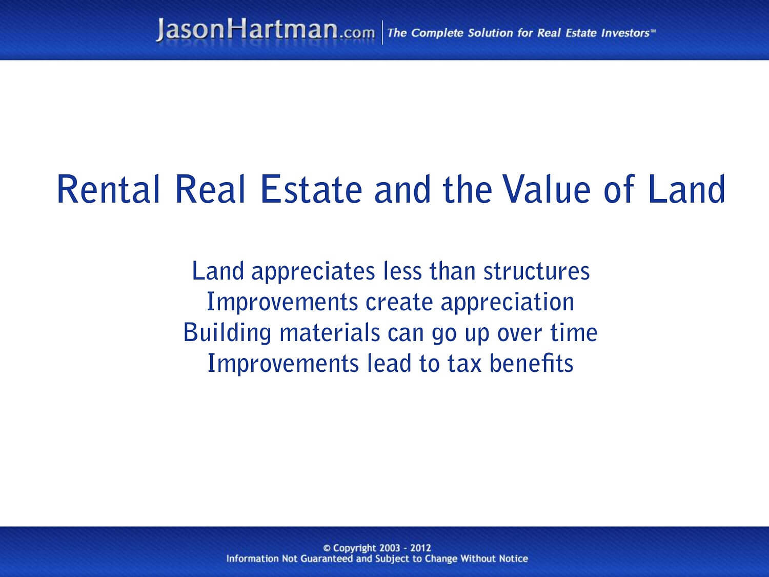 Rental Real Estate: Land and Improvements