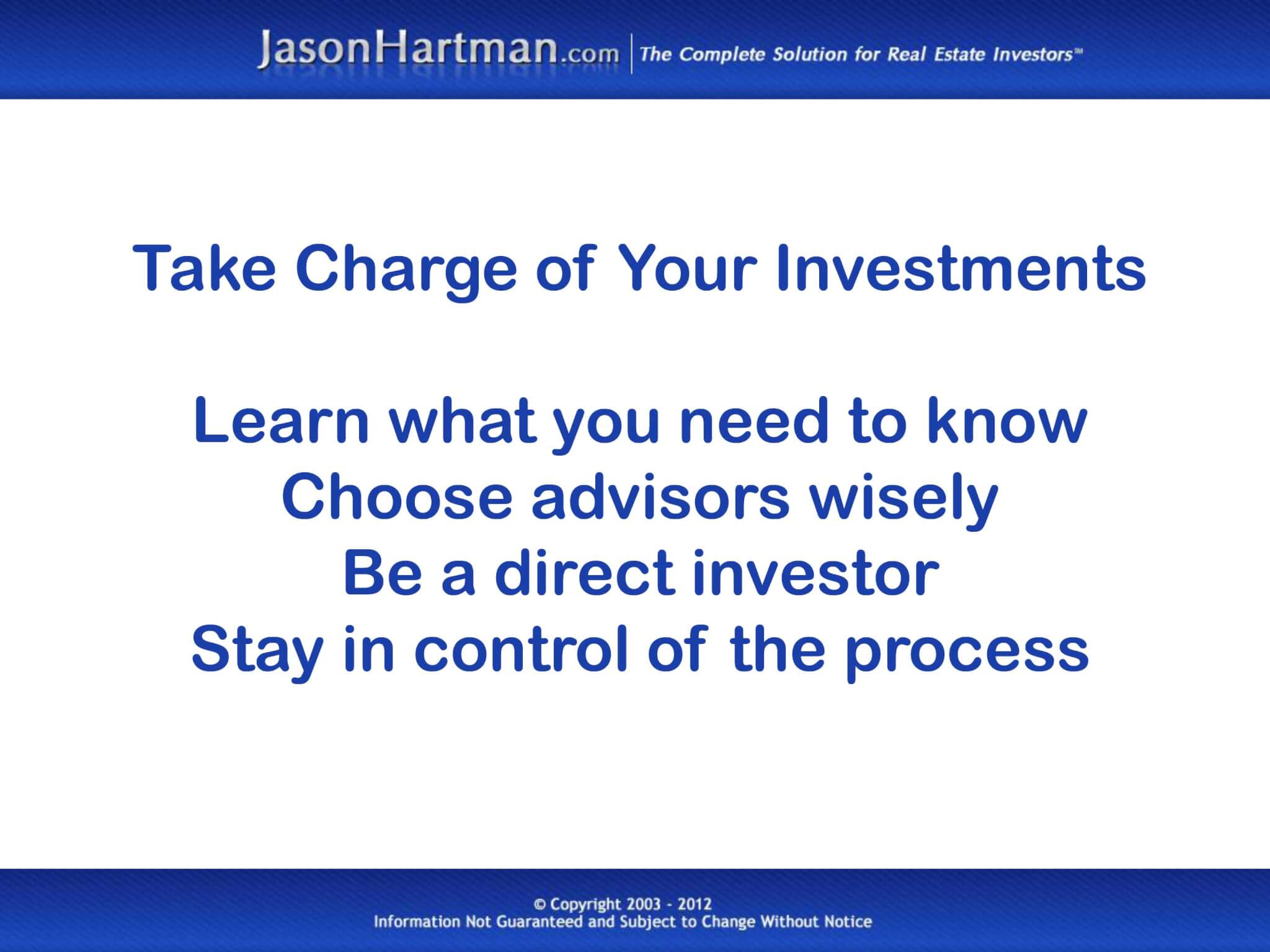 Keeping Control: Investment Professionals and You