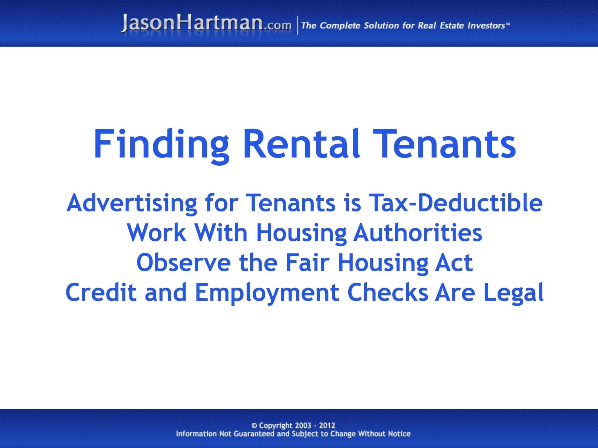 Tenants Keep the Rent in Rental Income