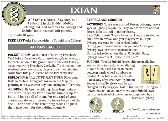 Ixian Faction Card