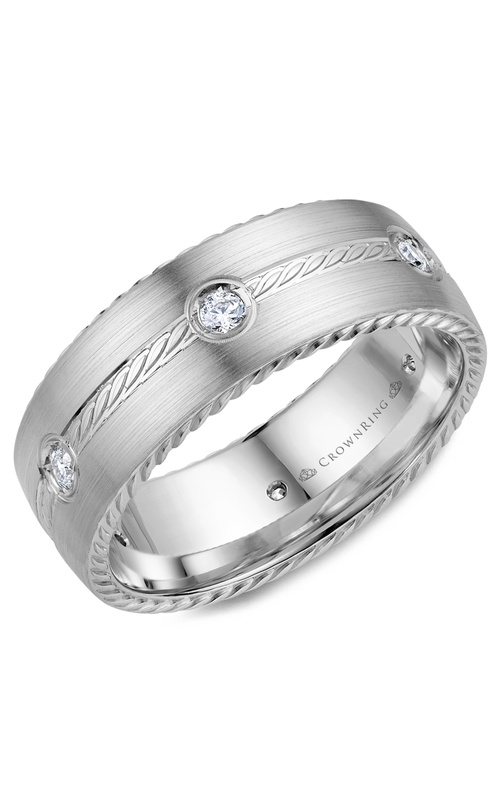 Crown Ring Diamond Wedding Band WB-001RD8W