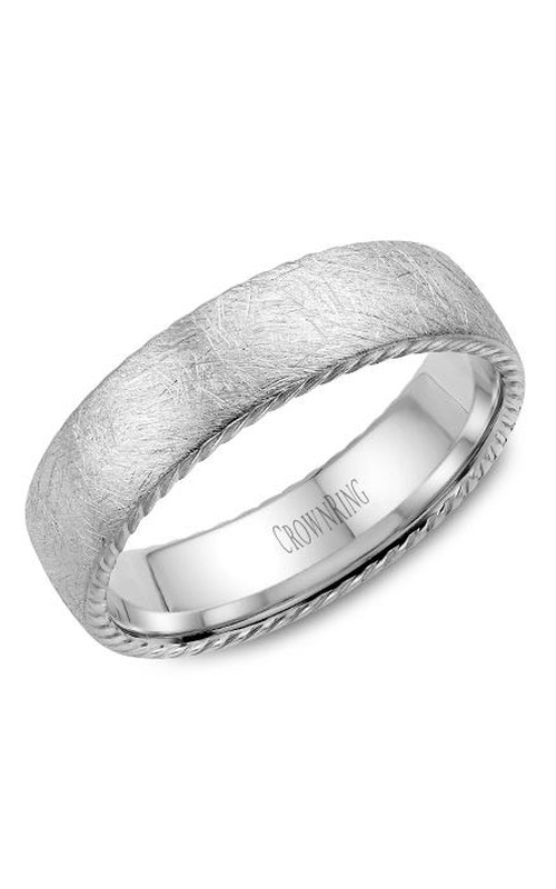 CrownRing Carved  14K White Gold Wedding Band WB-006R6W