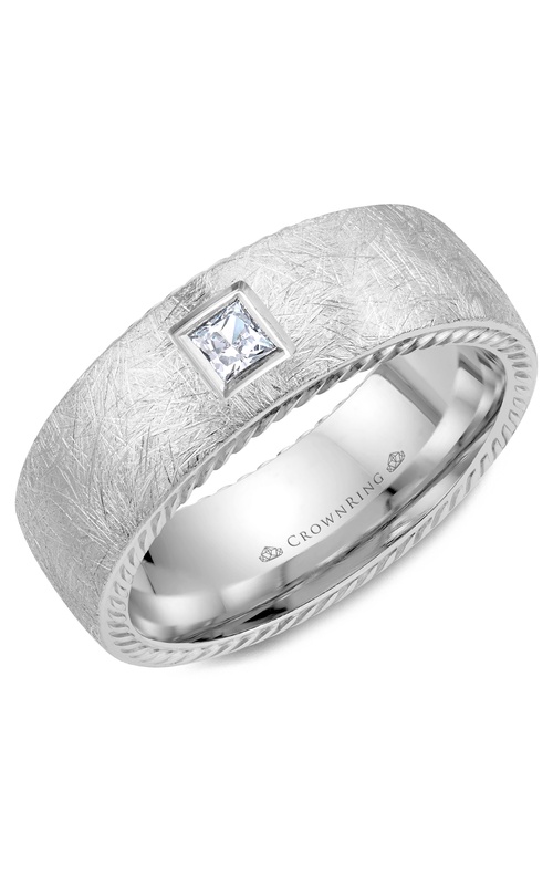 CrownRing Diamond Diamond 14K White Gold Wedding Band WB-013RD8W