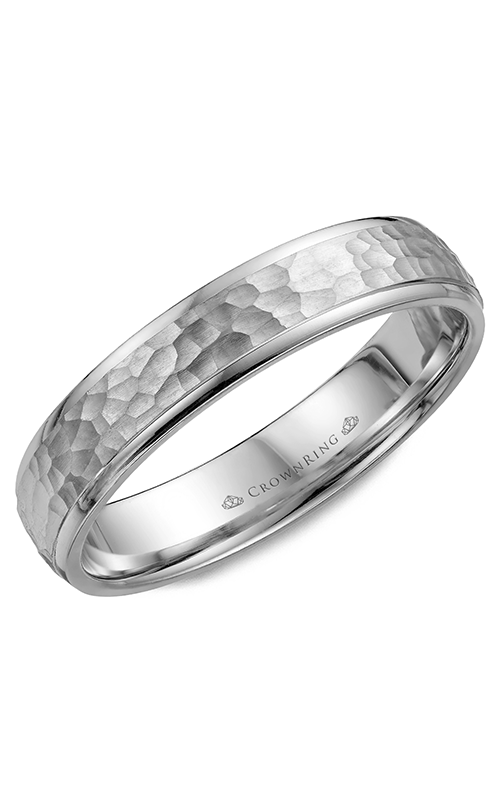 CrownRing Carved  14K White Gold Wedding Band WB-7930