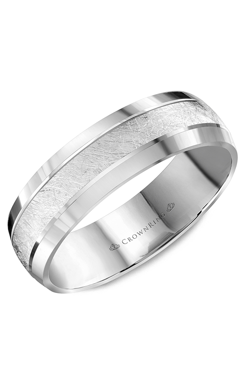 CrownRing Carved  14K White Gold Wedding Band WB-8064