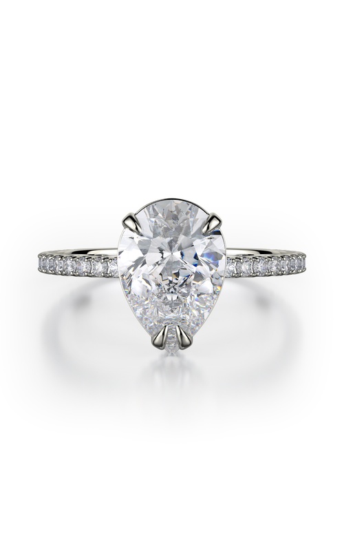 Michael M Crown Sidestone Pear Engagement Ring R715-2PR