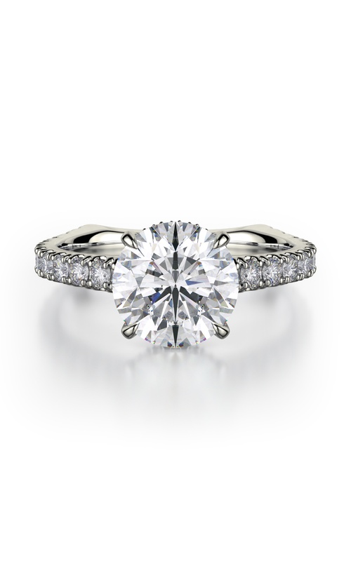 Michael M Crown Sidestone Round Engagement Ring R751-2