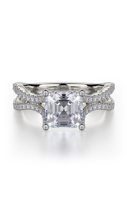 Michael M Defined Sidestone Asscher Engagement Ring R725-2