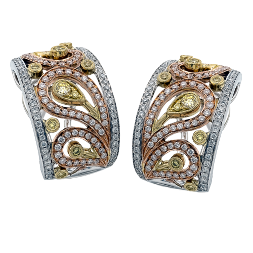 18K White Gold, 18K Yellow Gold, and 18K Rose Gold Simon G.  Diamond Earring