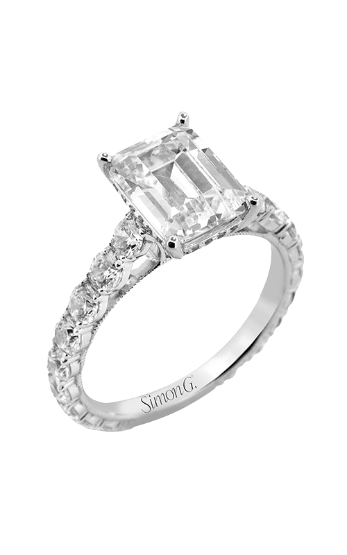 Engagement Ring – 18K White Gold Emerald LR4001 | Simon G.