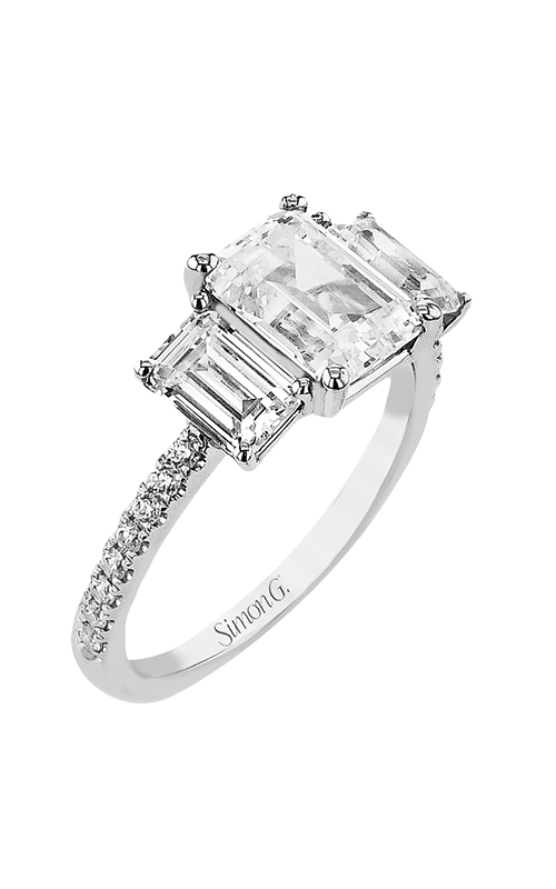 Engagement Ring – 18K White Gold Emerald LR4199 | Simon G.