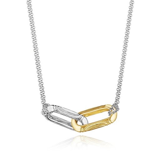 Double Link Pendant, Milgrain Two-Tone