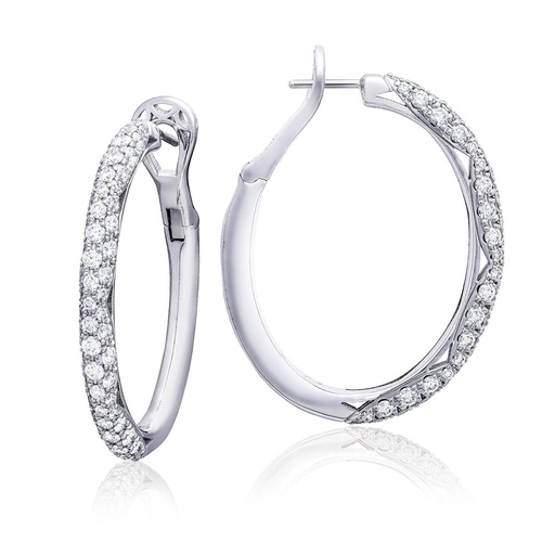 Hoop Earrings, Oval Full Diamond