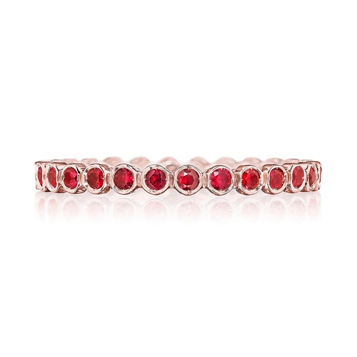 Round Bezel Droplet Wedding Band with Ruby