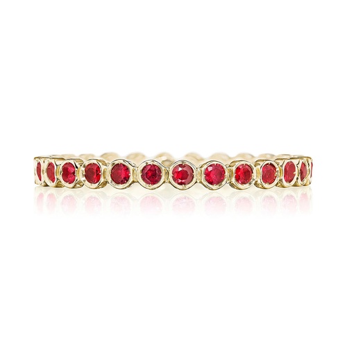 Round Bezel Droplet Wedding Band with Ruby