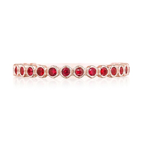 Round Bezel Droplet Wedding Band with Ruby