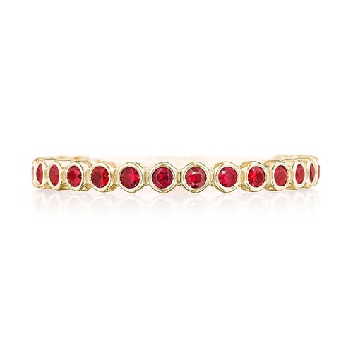 Round Bezel Droplet Wedding Band with Ruby