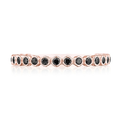 Round Bezel Droplet Wedding Band with Black Diamond