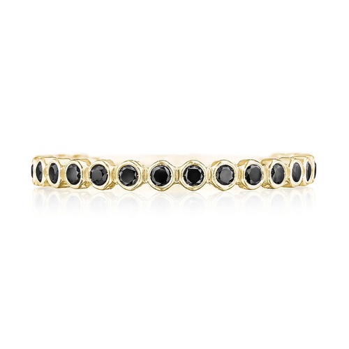 Round Bezel Droplet Wedding Band with Black Diamond