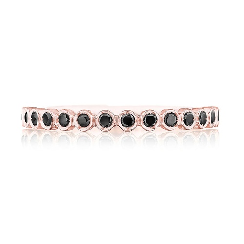 Round Bezel Droplet Wedding Band with Black Diamond