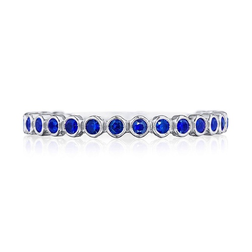 Round Bezel Droplet Wedding Band with Sapphire