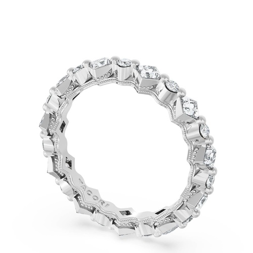 Carré and Round Diamond Wedding Band, 4.00mm