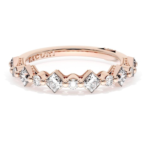Carré and Round Diamond Wedding Band, 4.00mm