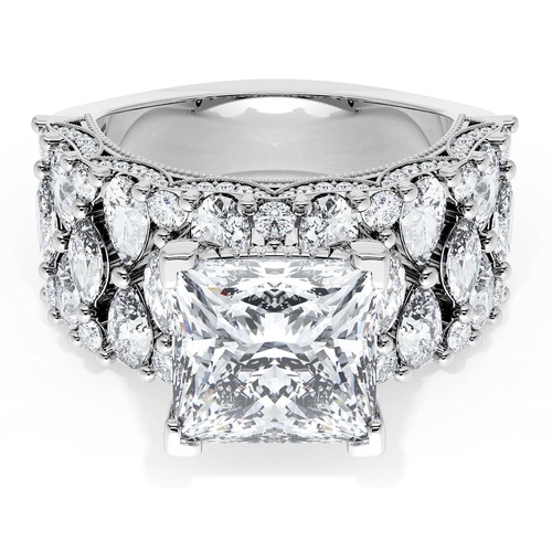 Princess Solitaire Engagement Ring w/ North South Marquise & Pear Band Princess Solitaire Engagement Ring w/ North South Marquise & Pear Band