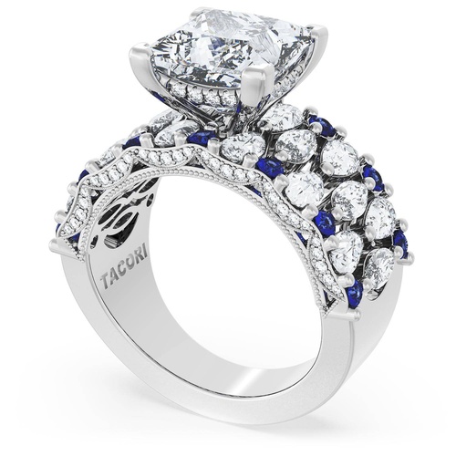 Princess Solitaire Engagement Ring w/ North South Marquise & Pear Band