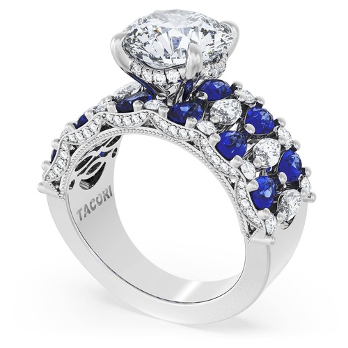 Round Solitaire Engagement Ring w/ North South Marquise & Pear Band