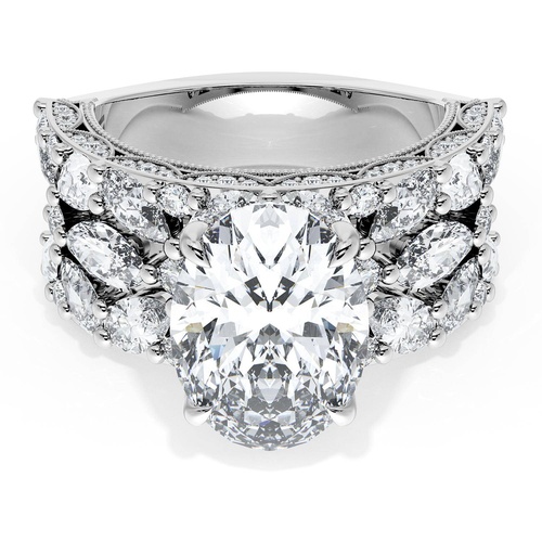 Oval Solitaire Engagement Ring w/ Marquise & Pear Band Oval Solitaire Engagement Ring w/ Marquise & Pear Band