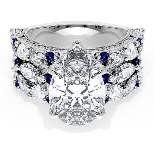 Pear Solitaire Engagement Ring w/ Marquise & Pear Band