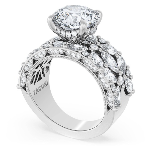 Round Solitaire Engagement Ring w/ Marquise & Pear Band