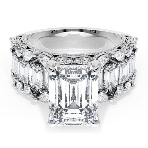 Emerald Solitaire Engagement Ring w/ Emerald & Pear Band