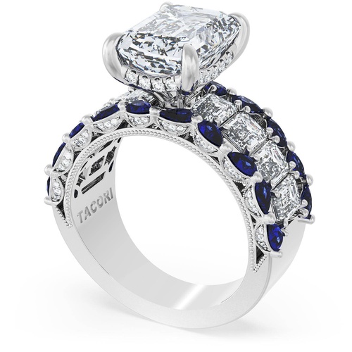 Emerald Solitaire Engagement Ring w/ Emerald & Pear Band