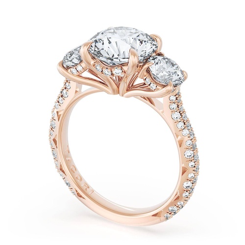 Round 3-Stone Engagement Ring