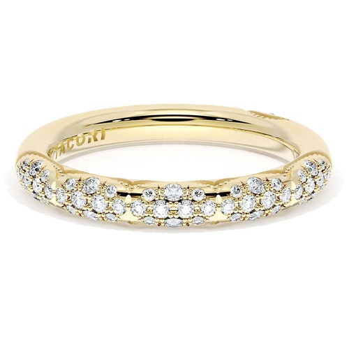 French Pavé Diamond Wedding Band, 3mm