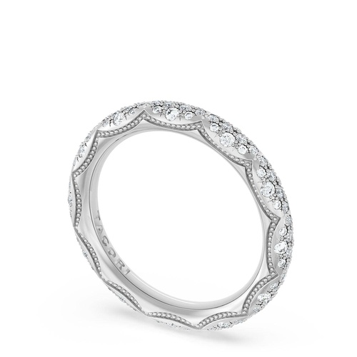 French Pavé Diamond Wedding Band, 3mm